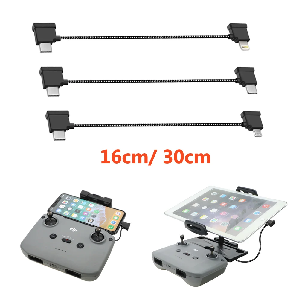 Nylon Braided USB Data Cable for DJI Mavic Air 2 Remote Control USB-C to iOS/Android/Type-C Transmission Drone Part | Электроника