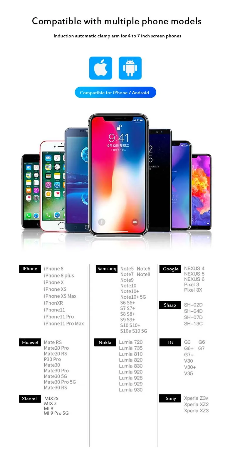 Qi 10 Вт беспроводное автомобильное зарядное устройство для iPhone 11 Pro Max XR зарядное устройство для телефона для samsung S10 Xiaomi Быстрая зарядка Автомобильный держатель для телефона зарядное устройство