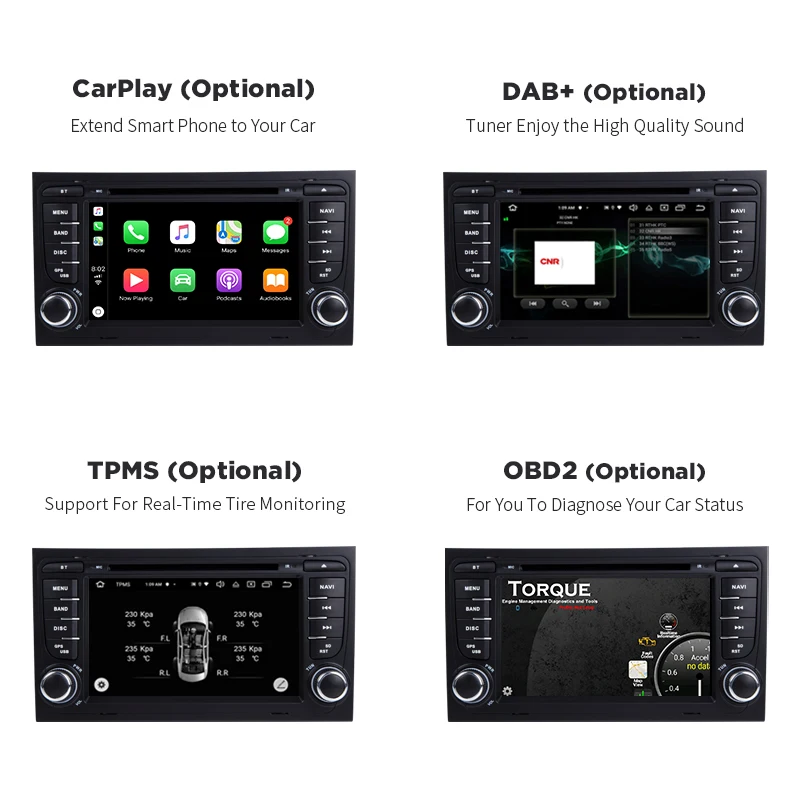 Автомобильный DVD плеер 4 ГБ 64 DSP 2 Din Android 10 радио GPS для Audi A4 B8 S4 B6 B7 RS4 8E 8H B9Seat Exeo