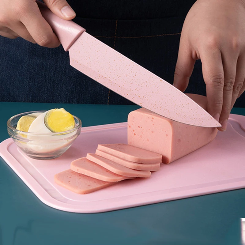 

7 Pcs Wheat Straw Knife Set Utility Cut Cleaver Bread Paring Knives Scissors Dishware Kitchen Reusable Friendly Material Househo