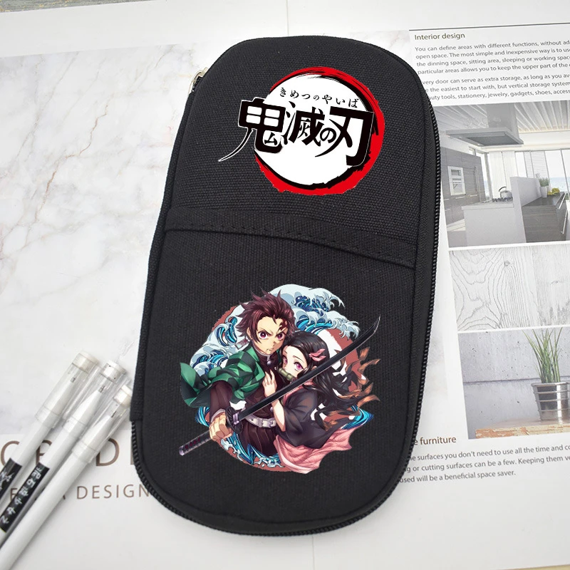 

Kimetsu No Yaiba Cosplay Canvas Pencil Case Student Canvas Pencil Case Men And Women Anime Adult COS Accessories Christmas Gift