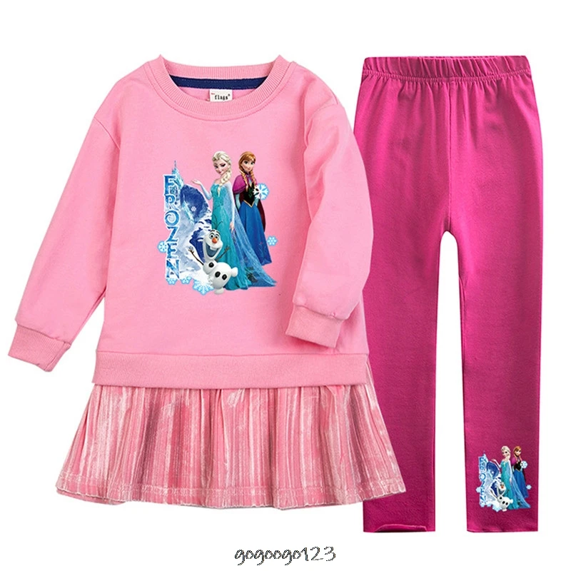 Комплект из 2 предметов хлопковый топ и штаны для девочек Принцесса Диснея Эльза