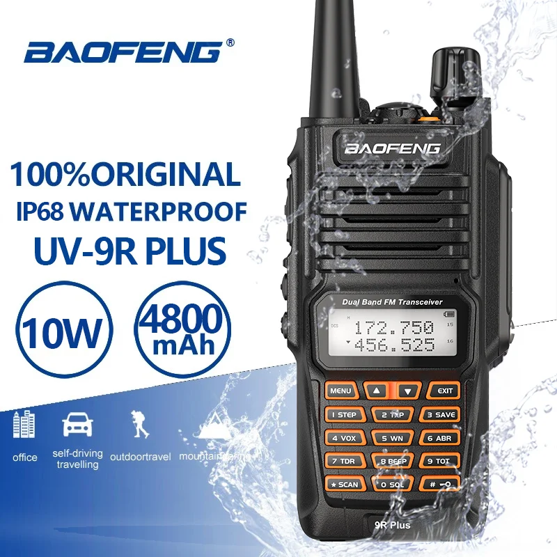 Оригинальный Baofeng UV 9R Модернизированный Dual Band Водонепроницаемый 10 Вт иди и болтай