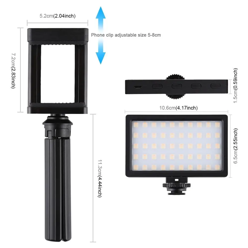 PULUZ карманный 100 LED 800LM RGB полный Цвет затемнения Температура Vlogging на Камера