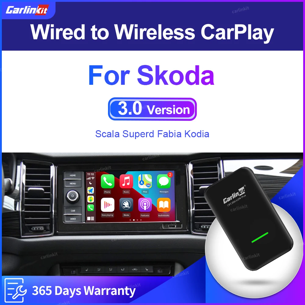 

Carlinkit 3.0 CarPlay Wireless Dongle for Skoda Scala Superb KodiaQ Troc Octavia Fabia MK3 Car Play Smart Link Pug and Play Kit