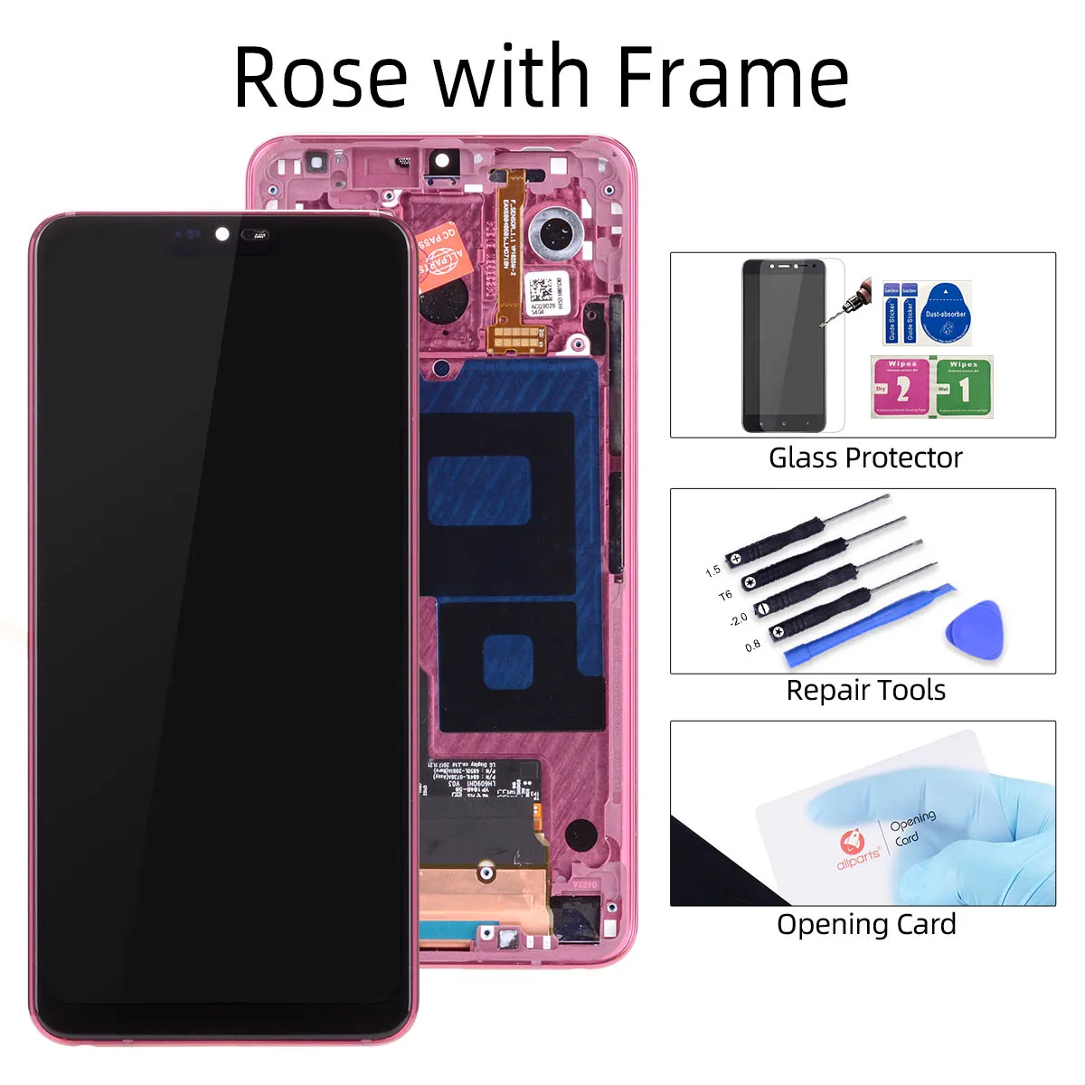 Rose with Frame ЖК-дисплей для LG G7 thinQ, ЖК-дисплей, сенсорный экран в сборе, дигитайзер для LG G7, ЖК-дисплей G710 G710EM G710PM G710VMP - Цвет: Rose with Frame