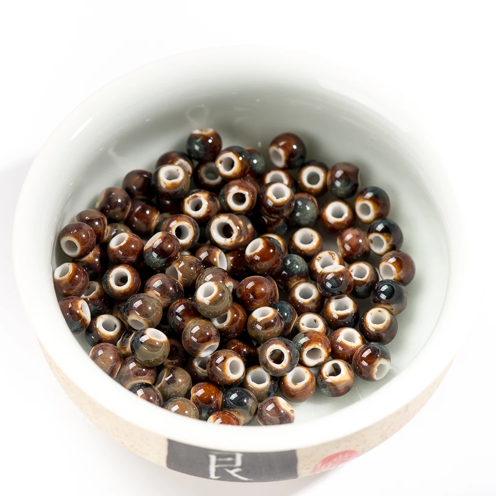 Бусинки для печной фарфор бусинки с высокой имитацией коричневые полный размер 6