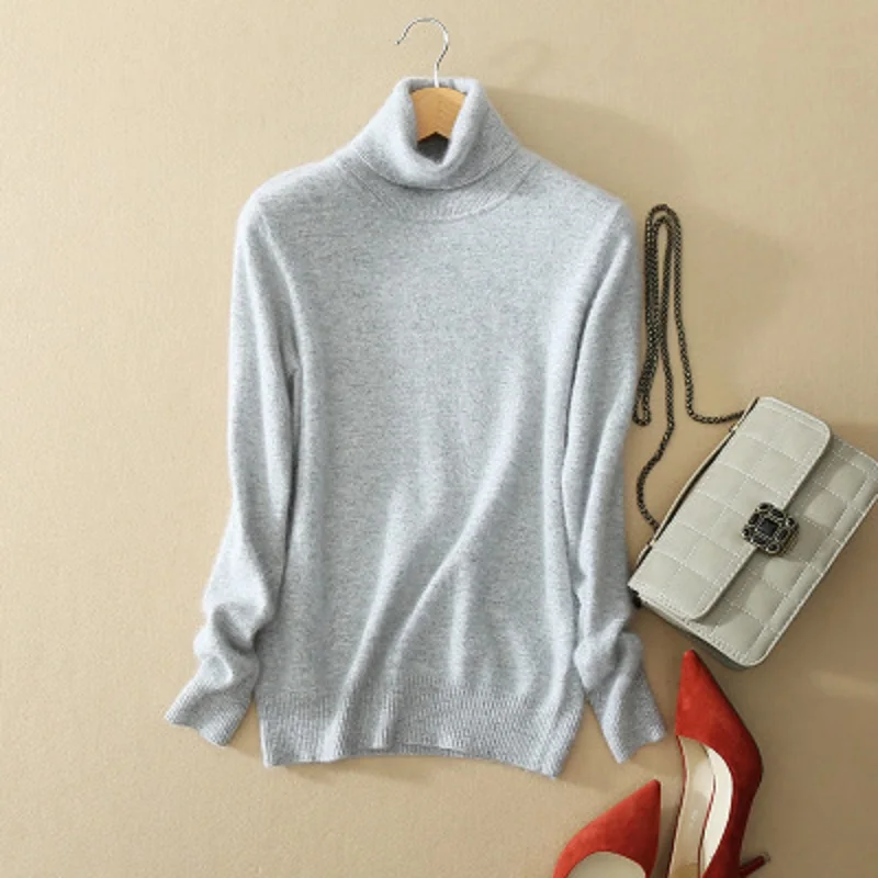 

2020 autumn and winter cashmere turtleneck sweater women's head high collar sweater women's sweater solid color large size