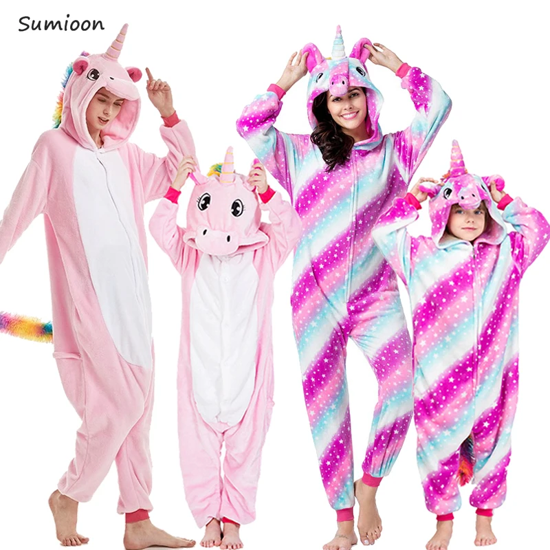 Кигуруми комбинезон детская пижама для девочек и мальчиков с единорогом женщин
