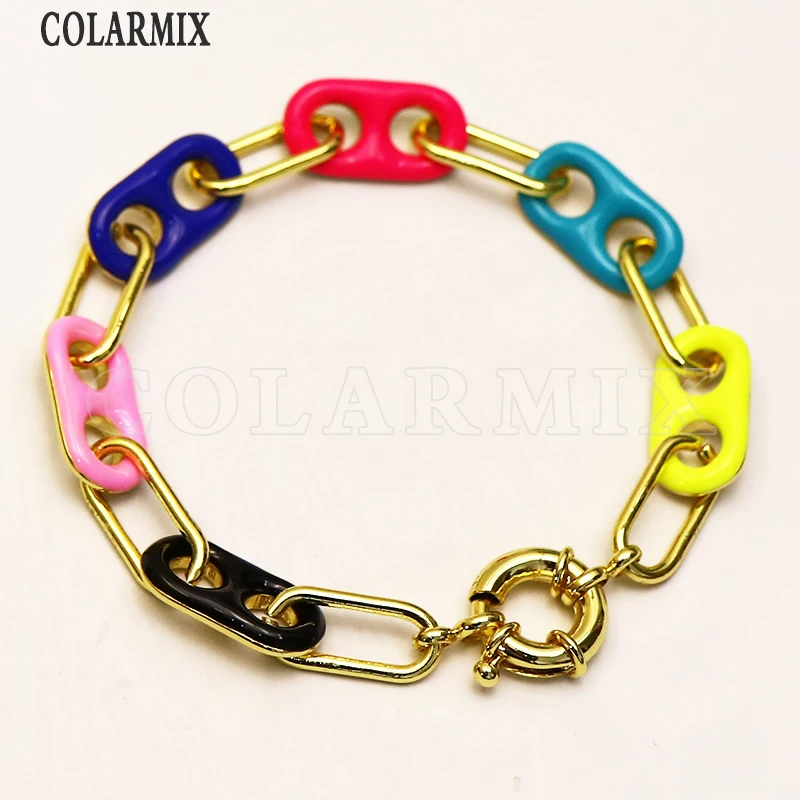 

4 Pcs rudder clasp Colorful charms bracelet New design Handmade jewelry charms gold color chain bracelet gift for lady