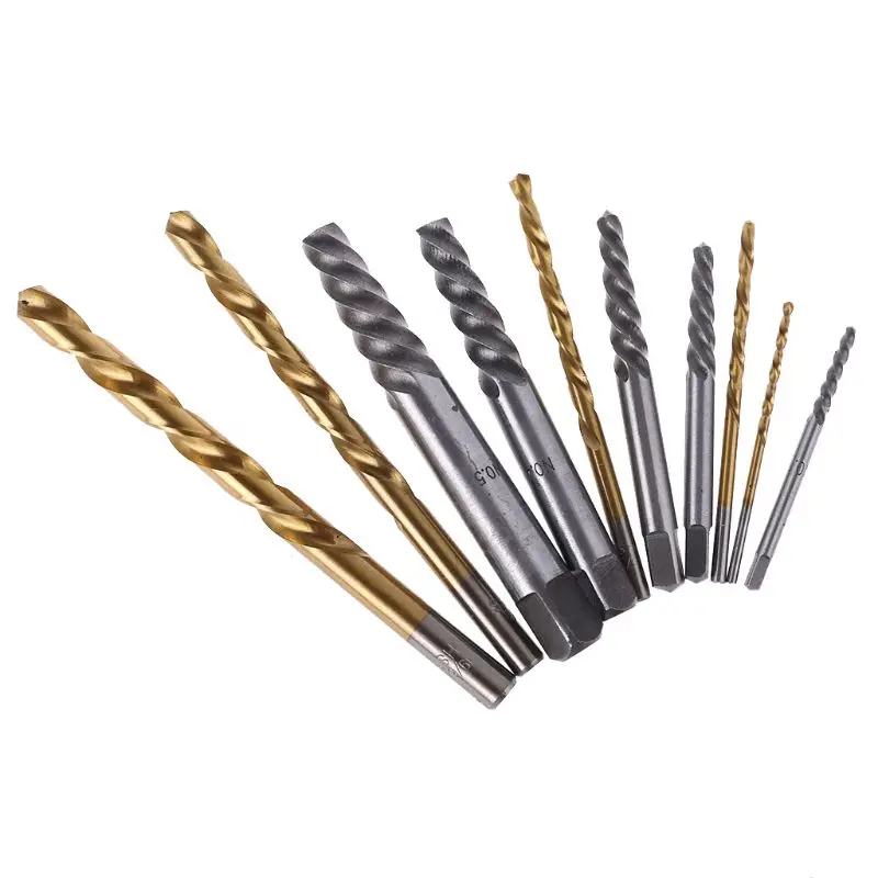 

10pcs Screw Extractor Cobalt Left Hand Drill Bit set Broken Bolt Damaged Set Y5JA