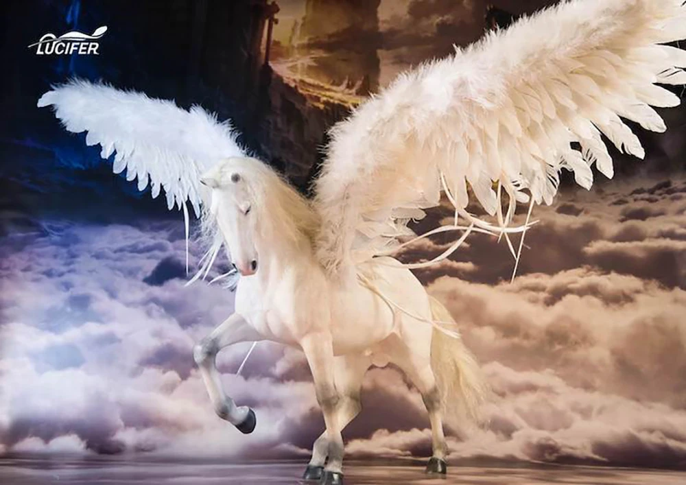 

In stock 1/6 LUCIFER LXF1905 Metal Armour War Horse Animal Clothes Feathered Wings Set Toy for 12inches action figure doll