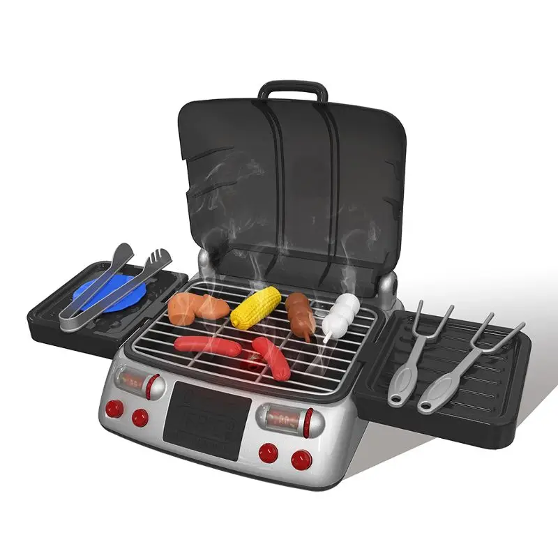 

Mini Kids Electric BBQ Grill Playset Plastic Kitchenware Cooking Pretend Play Set Cookware Gift For Girls Boys Educational Toys