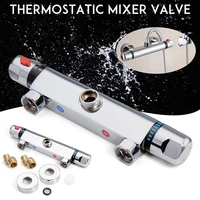 brass chrome thermostatic shower faucet mixer value dual handle bathroom bathtub shower faucet cold hot wall mounted