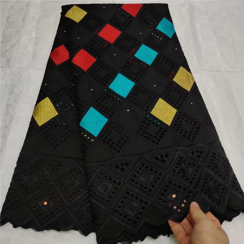 Черная/желтая швейцарская вуаль высокого качества хлопковая африканская сухая