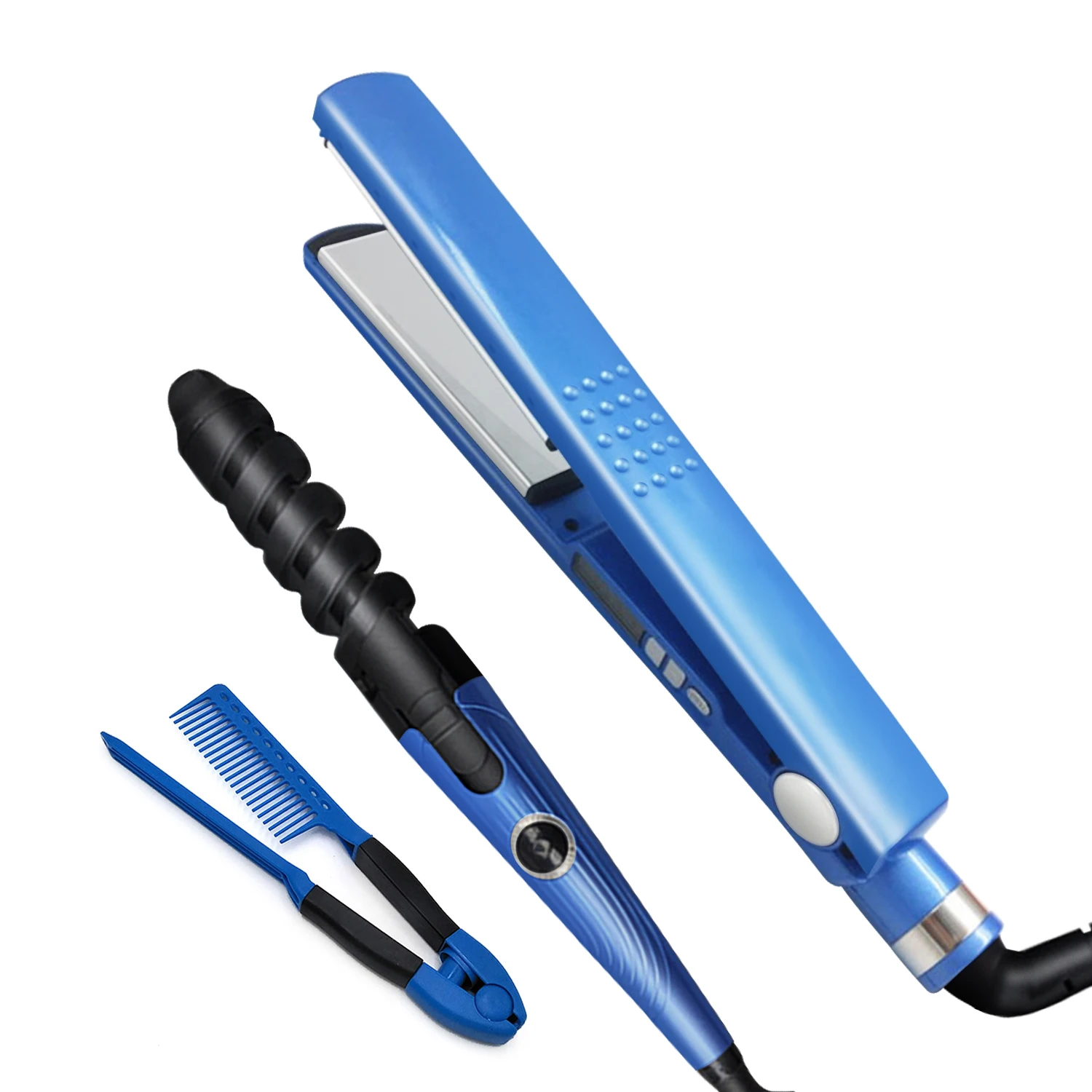 

Professional Hair Straightener Curler Brush Set Electrical Hair Straighting Flat Iron Fast Heating Curling Iron Set Styling Tool