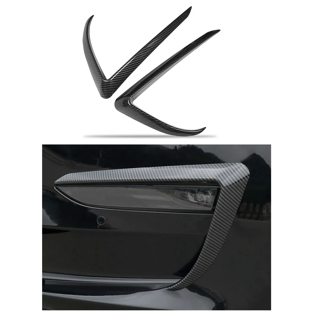 

1 Pair Front Blade Trim For Tesla Model 3 2017 - 2021 Fog Lamp Frame Accessories ABS Carbon Fiber Car Accessories