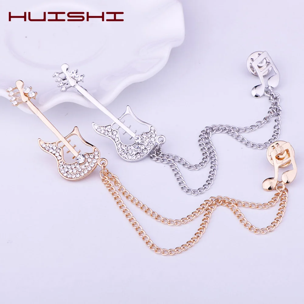 

Korean Style Brooch Guitar Musical Note Shape Pin For Men's Formal Wholesale Women Lapel Business Brooch Wedding Accessories Men