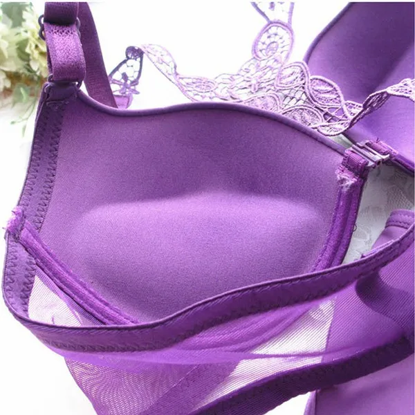

Fashion Sexy Front Closure Push Up Seamless Bra Embroidery Floral Lace Racer Back Racerback Bras Underwear