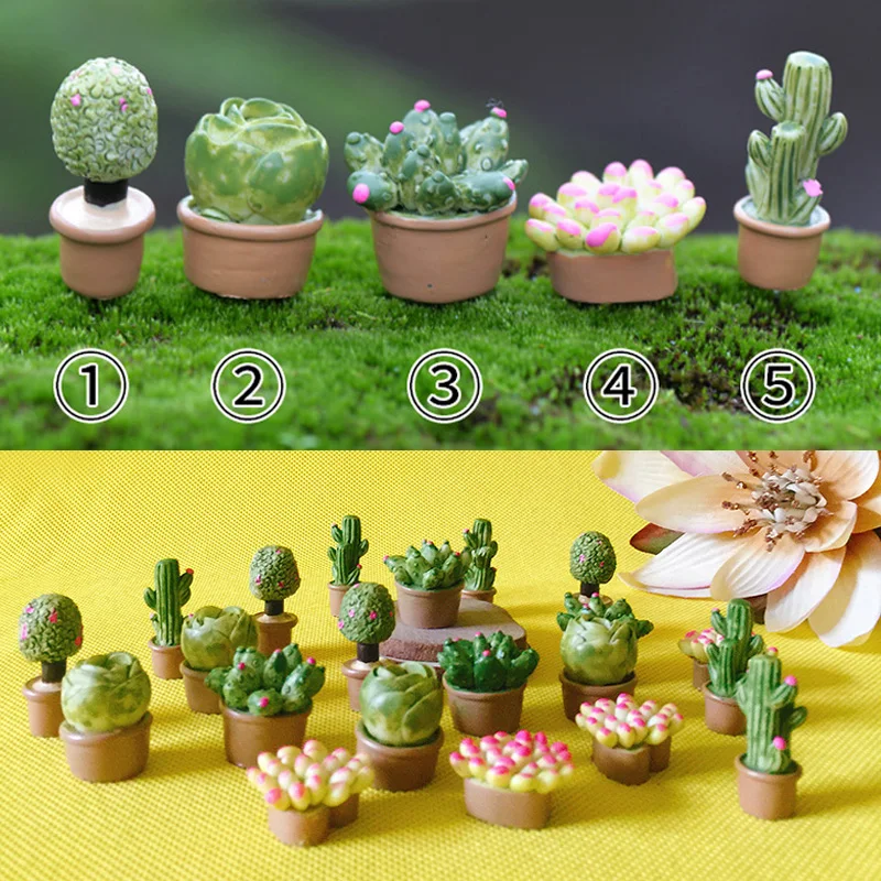 Искусственная Смола кактус суккуленты растения микро пейзаж Сад бонсай ремесло