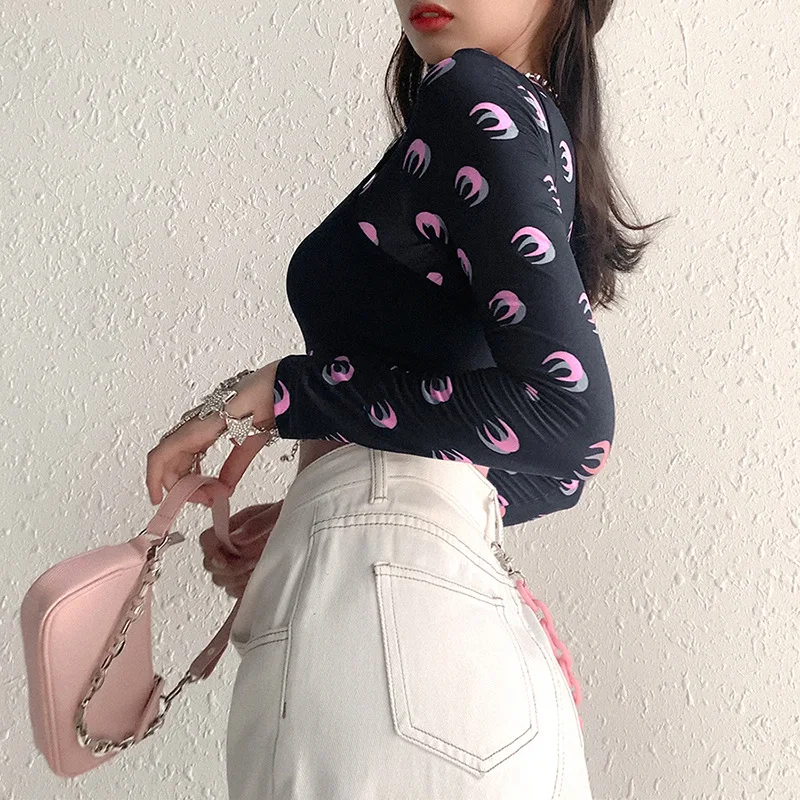 MONMOIRA с О-образным вырезом из 2 предметов Лиза кроп-топы для женщин длинными