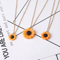 unique bff lovers sunflower pendant choker necklace gold plated romantic wedding pendant necklaces simple princess bride