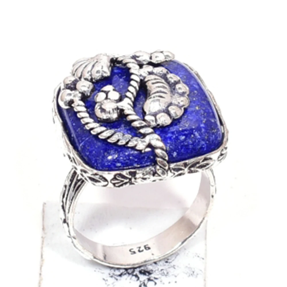 

Genuine Lapis Lazuli Silver Overlay over Copper, Hand Made Women Jewelry gift , R6683