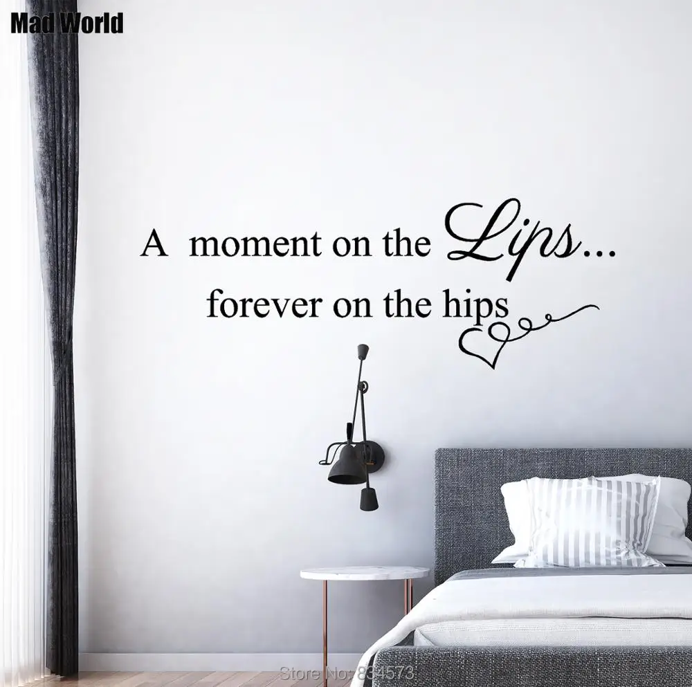 

Mad World-A moment on your lips Bedroom Quote Wall Art Stickers Wall Decals DIY Home Decoration Removable Decor Wall Stickers