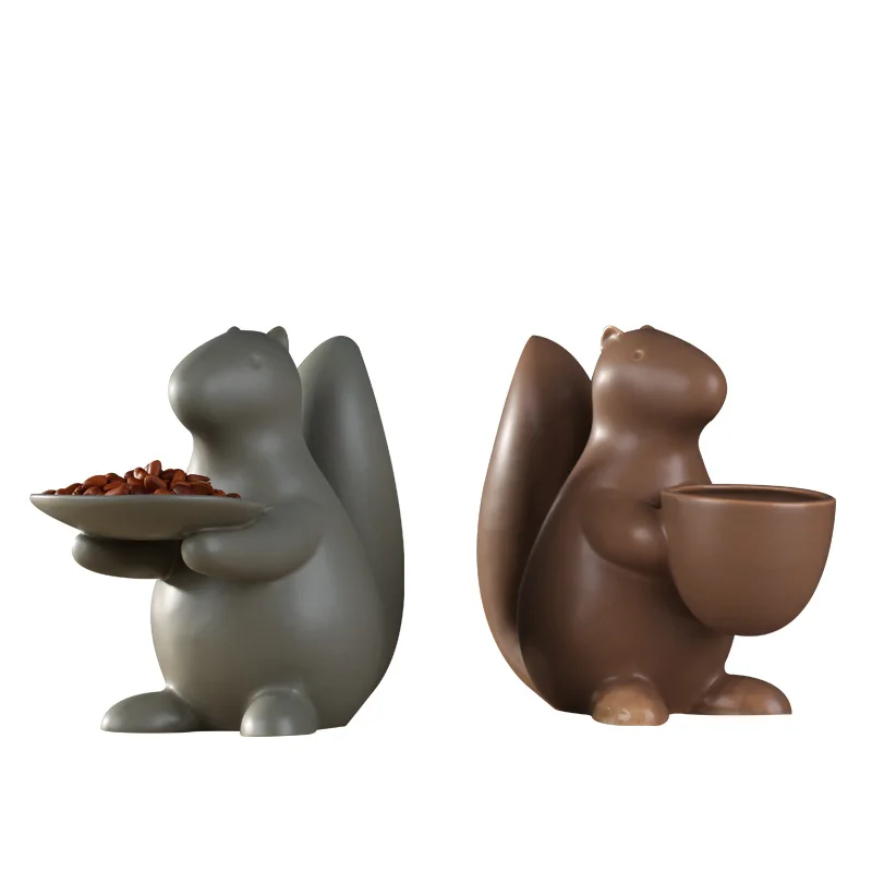 

Modern Simple Squirrel Dried Fruit Plate Decoration Ceramic Crafts Home Decoration Accessories