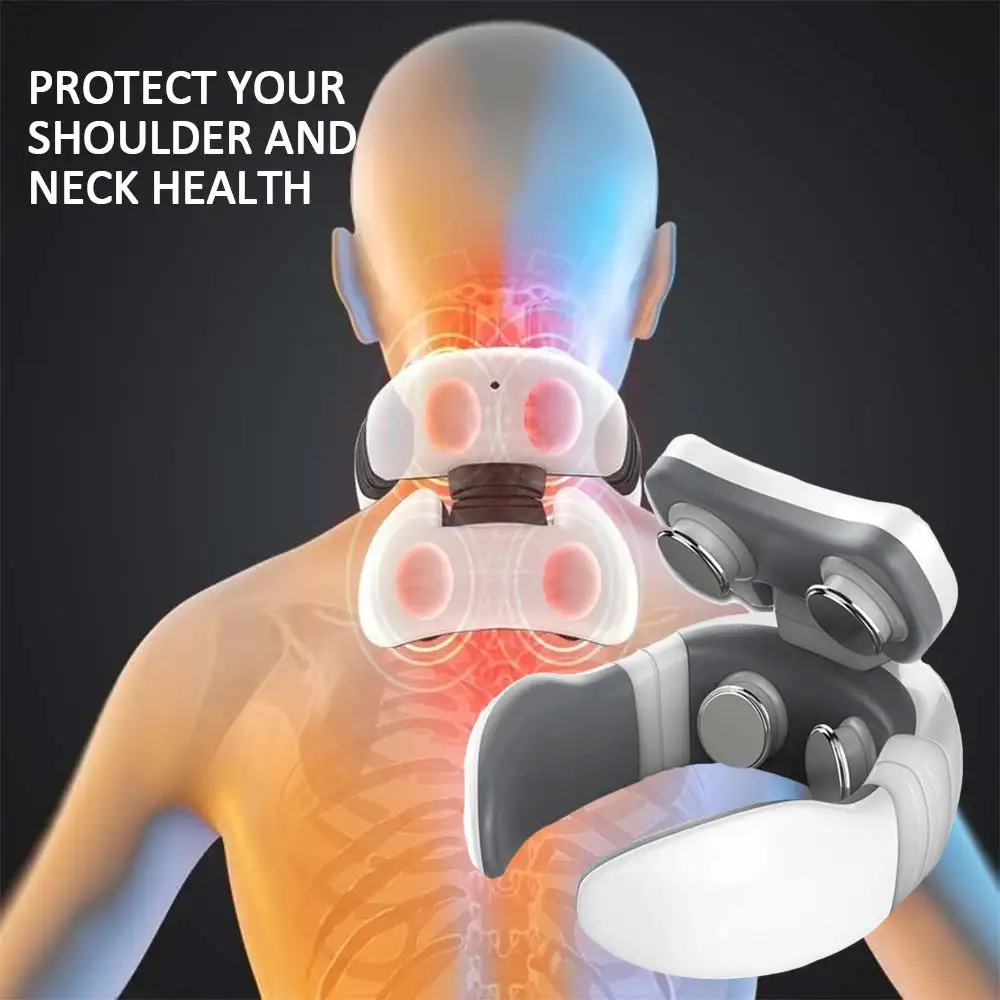 4 Modes 9 Gears Electric Neck Massager Remote Control Shoulder Relax Cervical Spine Pain Relief Tool Health Care Protector | Красота и