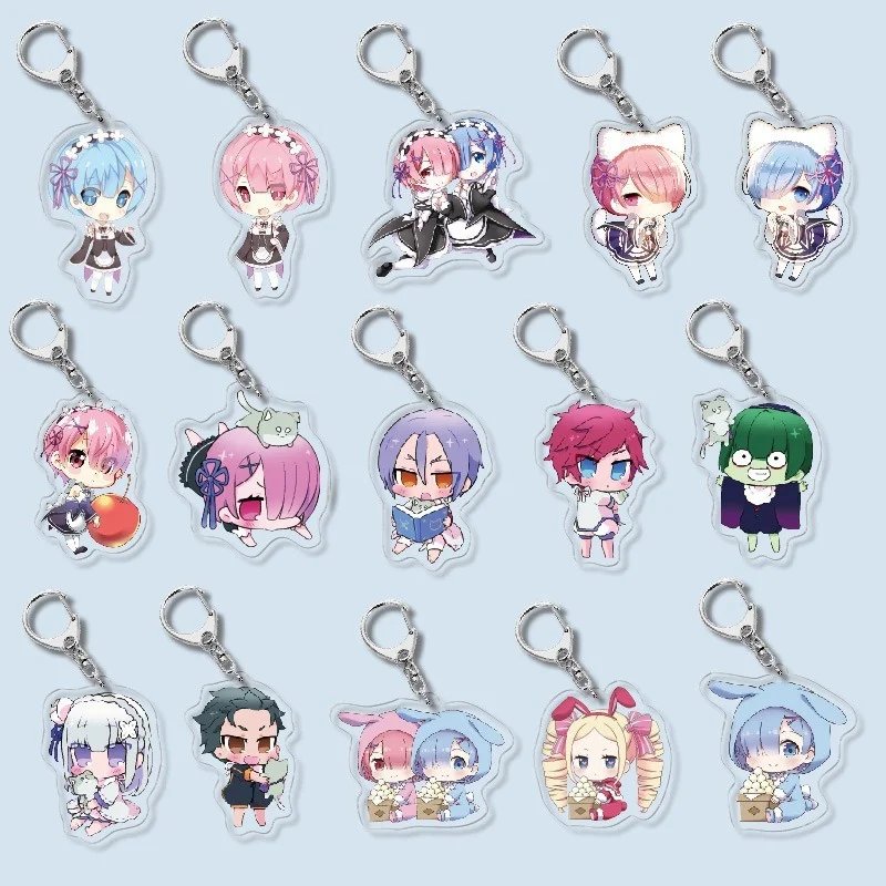 

Wholesale 1 Pcs Re:Life In A Different World From Zero Keychain Forty Styles Alloy Key Chain for Unisex Gifts Backpack Accessory