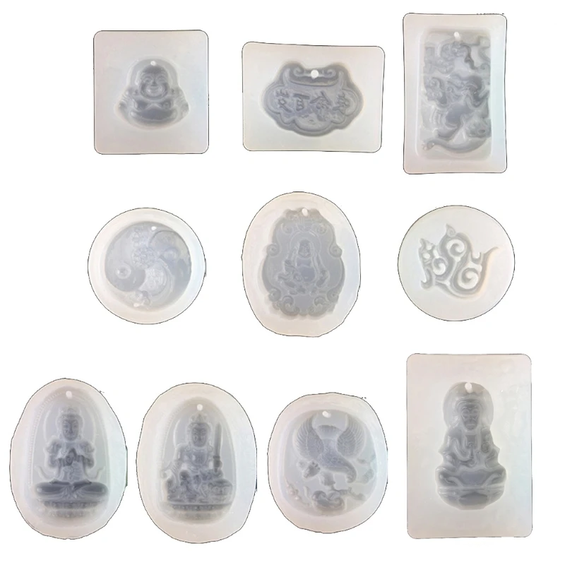 

10 Styles Guanyin Chinese Traditional Amulet Resin Casting Mold Kit Tools K3KC