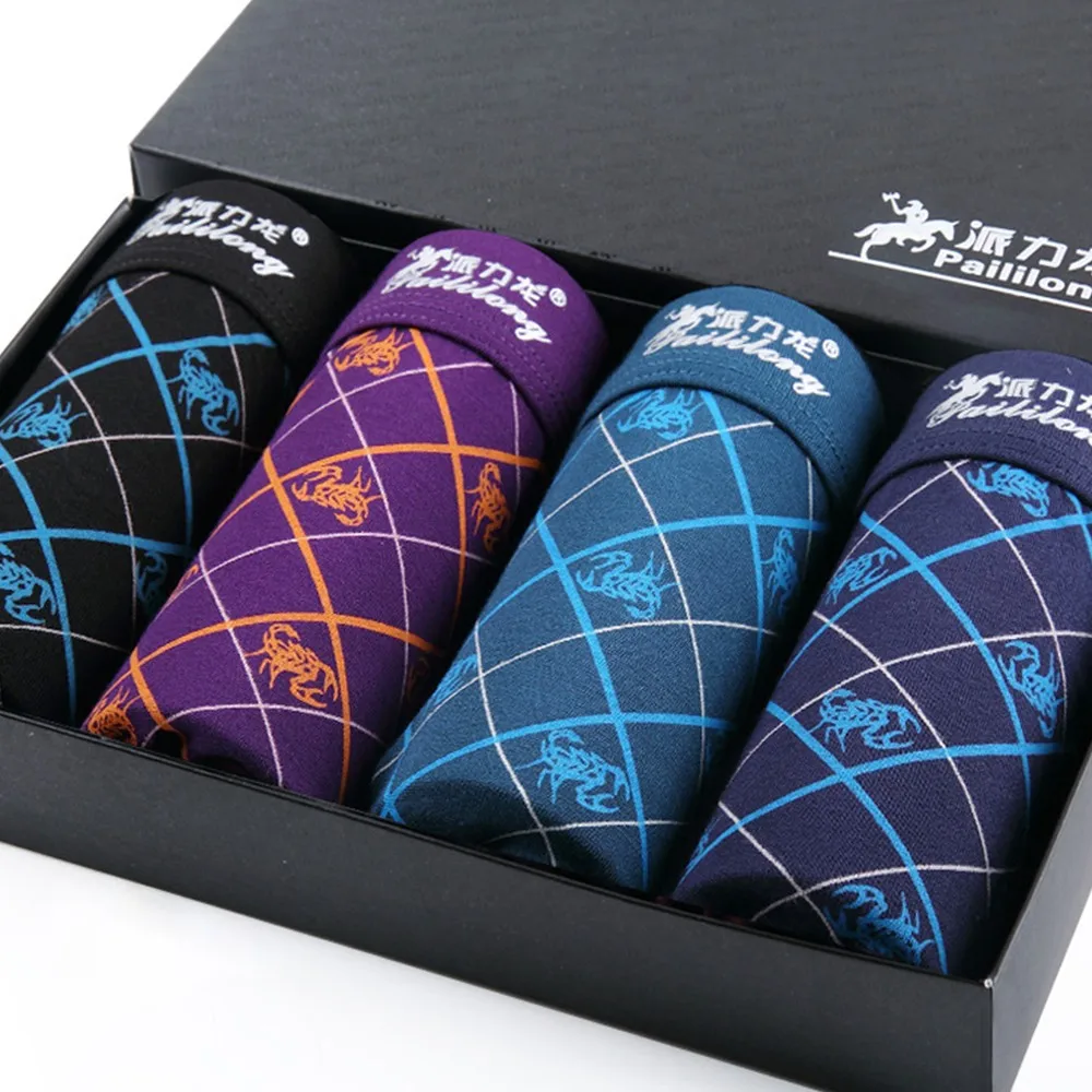 

4pcs Mens Boxer Shorts Underpants Man Panties Modal Boxer Underwear Comfortable Men's Underwear Modal Boxer Shorts Mid-waist Box