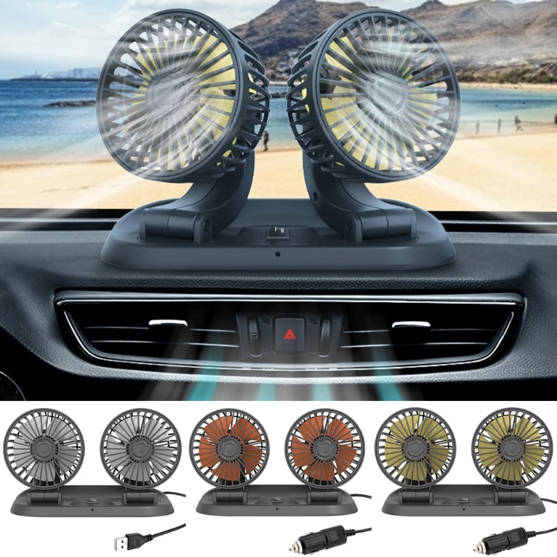 Автомобильный Вентилятор 360 градусов вращающийся 3 Скорость Dual Head Авто