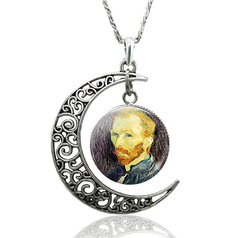 Ван Гог арт полумесяц ожерелье Звездная ночь Подсолнух картина маслом