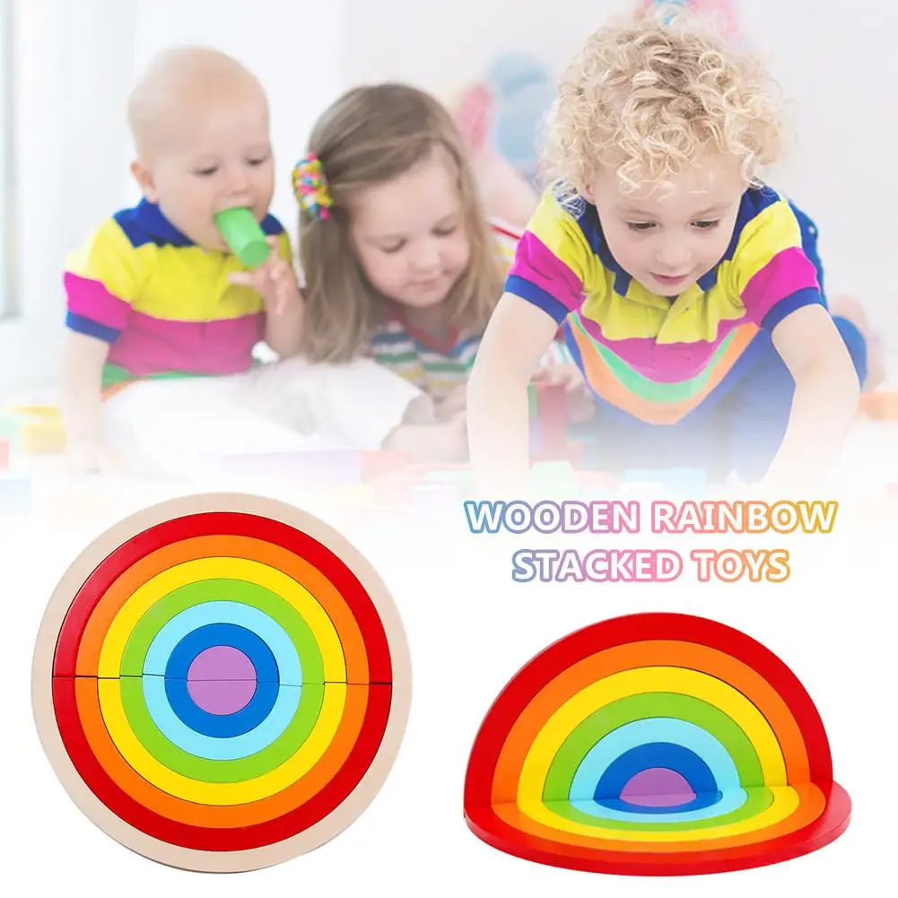 12 шт. Радужный штабелер деревянные инновационные строительные запасы раннее