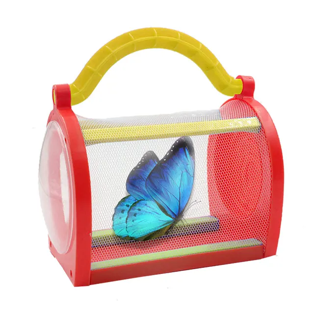 Insect Cage Transparent Breathable Plastic Portable Outdoor Bug Cage Critter Case  Net Cloth For Children Science Education Tool