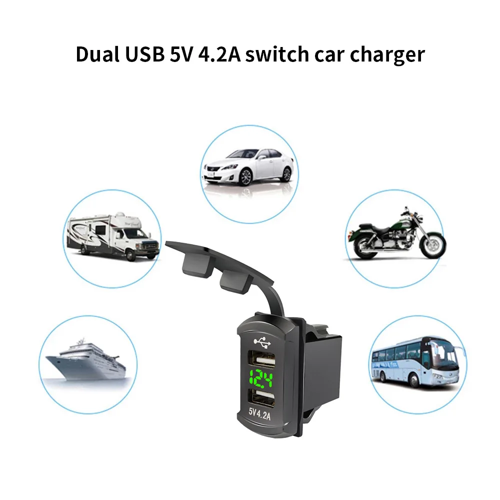 

Car Charger 5V 4.2A Display Voltage Waterproof Ship Shape Dual USB Ports Auto Adapter Phone Charger For Iphone Huawei Xiaomi