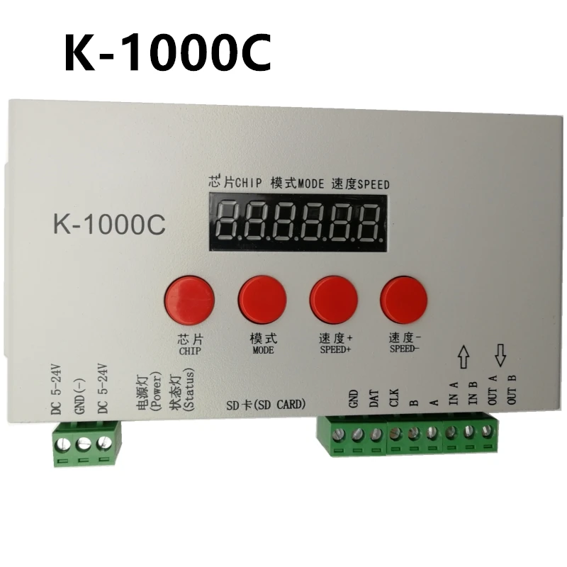 

RGB LED controller K-1000C/T-1000S SD Card Pixels Controller ,for WS2812B WS2801 WS2811 APA102 DC5~24V