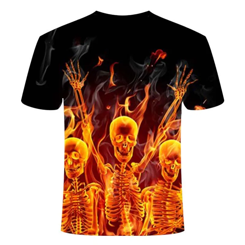 

2021 New 3D T-shirt Men's Casual Top Streetwear Short Sleeve Cloth Blue Red Black Flaming Summer T-shirt Men's T-shirt