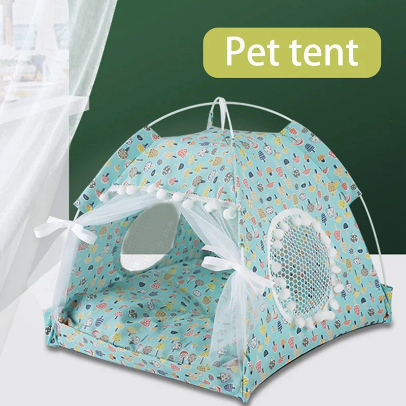 

Pet Tent House Breathable Cat Bed Portable Teepee With Thick Cushion Available For Dog Puppy Bed Excursion Outdoor Indoor