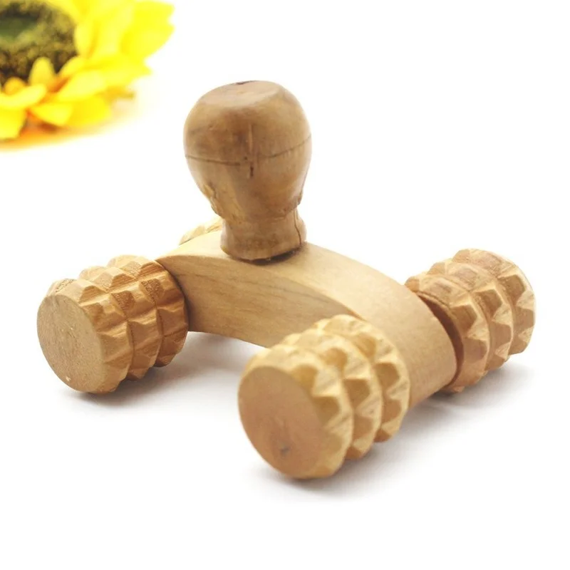 

Четырехколесный деревянный автомобильный ролик, расслабляющий массажный инструмент для рук, лица, рук, ног, спины, всего тела, рефлексотера...