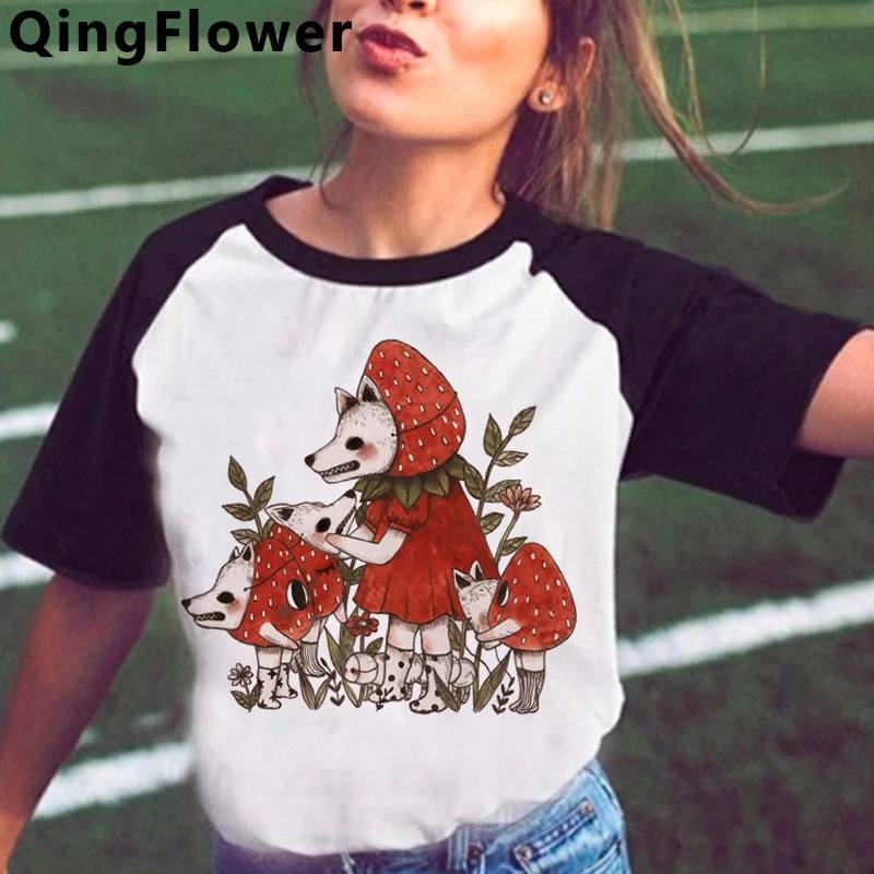 

Kawaii Mushroom top tees female grunge 2021 vintage plus size casual t shirt tshirt streetwear