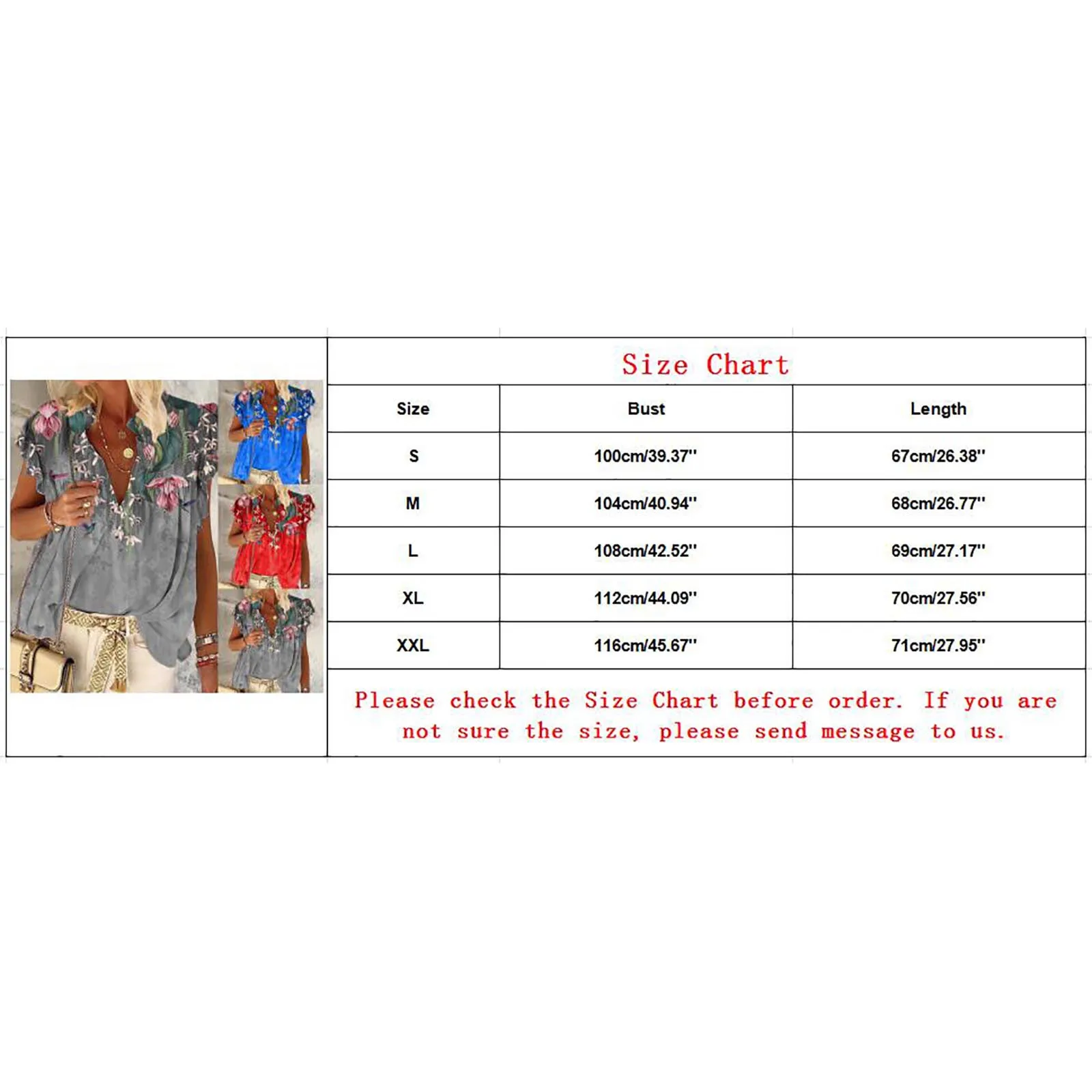 

Vintage Women's Blouse Flora Printed Plus Size Casual Tunics Shirt Summer V-neck Short Sleeve Pullover Blouse