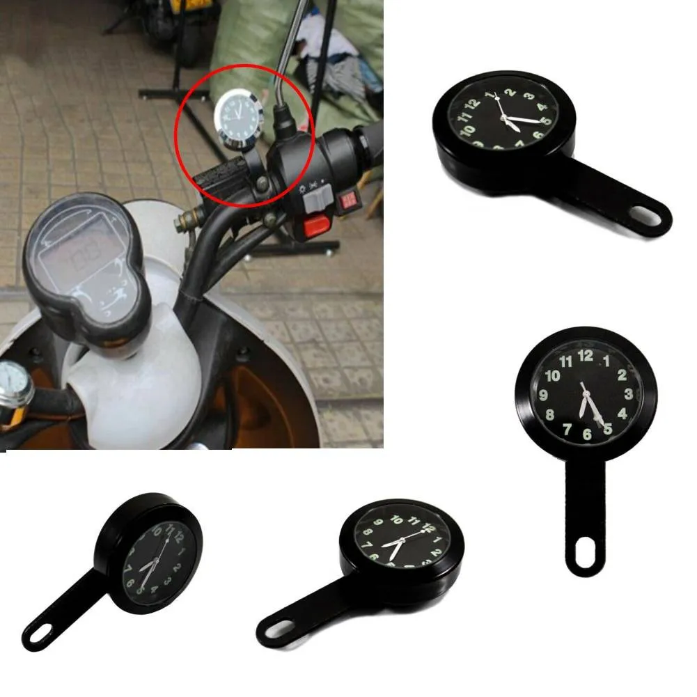 Motorcycle ATV Timetable Handlebar Clock Watch Black 6mm Waterproof Universal Mounted On 6 Mm Brake Lever Bolts