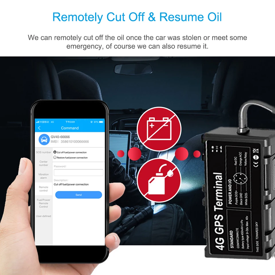 4G gps tracker car GV40 WIFI Hotspot Driving Behavior Waterproof LTE Locator With Oil Cut-Off Vibration ACC Alarm SOS by APP PC |