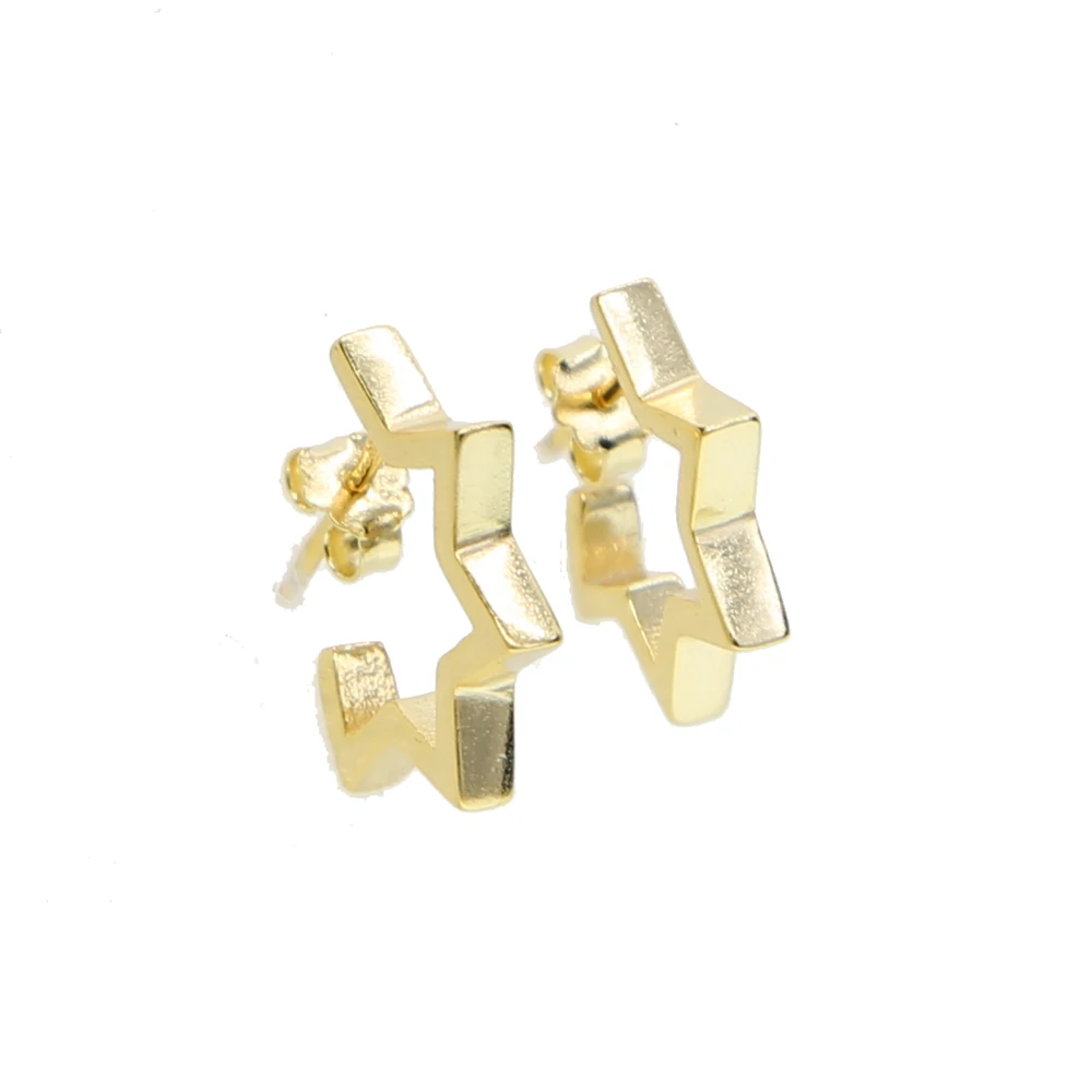 Женские серьги гвоздики из серебра 925 пробы золотистого цвета|star earrings|designer