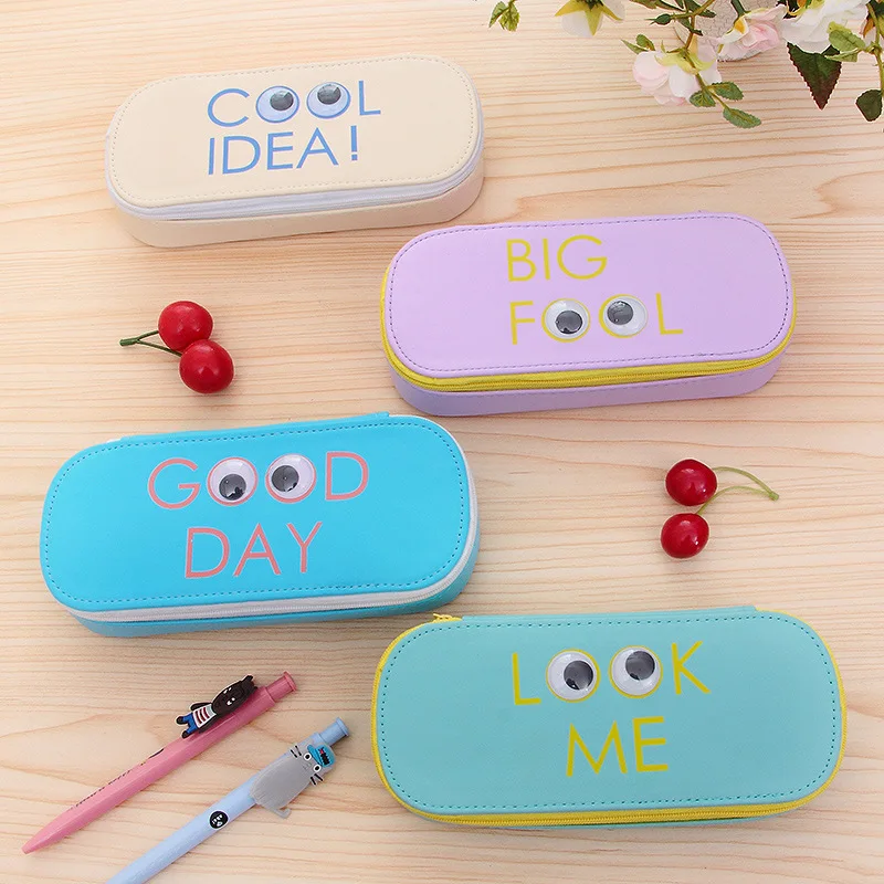 1 шт. цветной кожаный пенал для карандашей с рисунком кошачий глаз сумка хранения