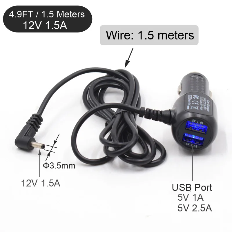 

XCGaoon 12 В, 1,5 А, диаметр 3,5 мм, порт зарядки с двумя USB-адаптерами автомобильного зарядного устройства 5 В, 3,5 А для автомобильного радарного детектора, GPS-камеры, видеорегистратора