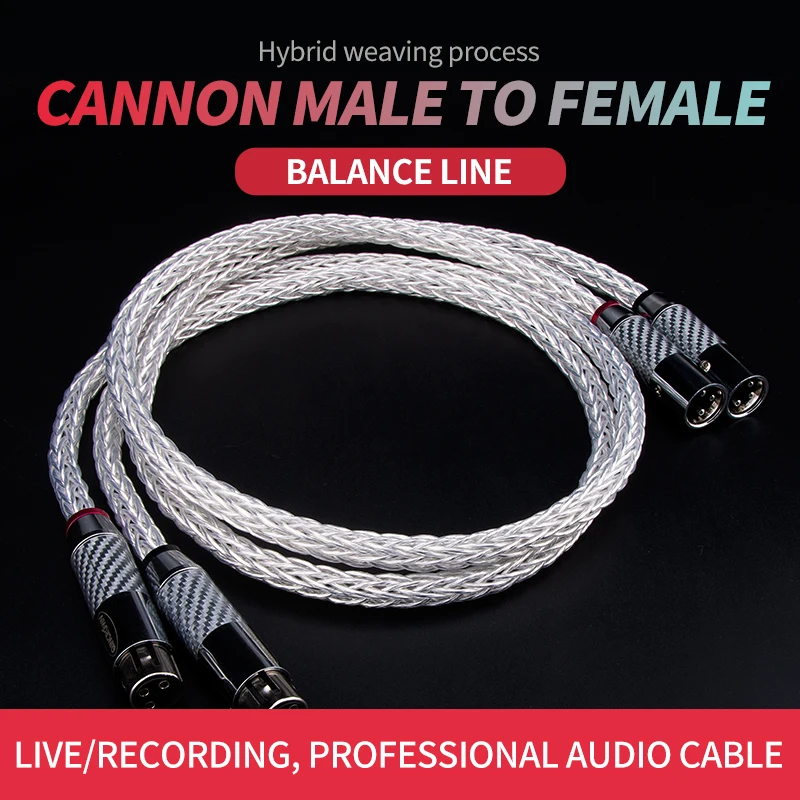 

Balanced Audio Interconnect Cables AG8 Carbon Fiber XLR Cable Cannon Male to Female OCC Copper XLR Connector